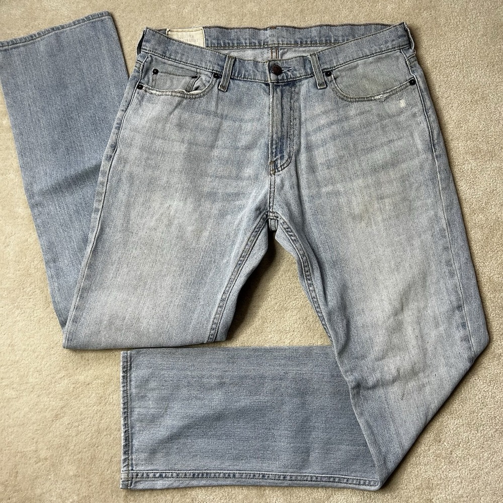 Vintage Y2K Hollister Jeans Mens 34x34 Denim Blue Faded Cotton Slim Straight